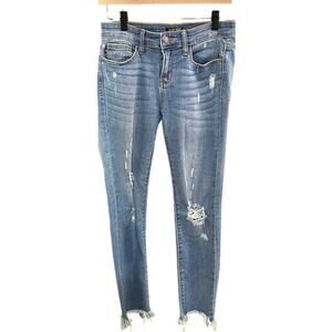Judy Blue Straight Fit Distressed Raw Hem Jeans Size 5/27